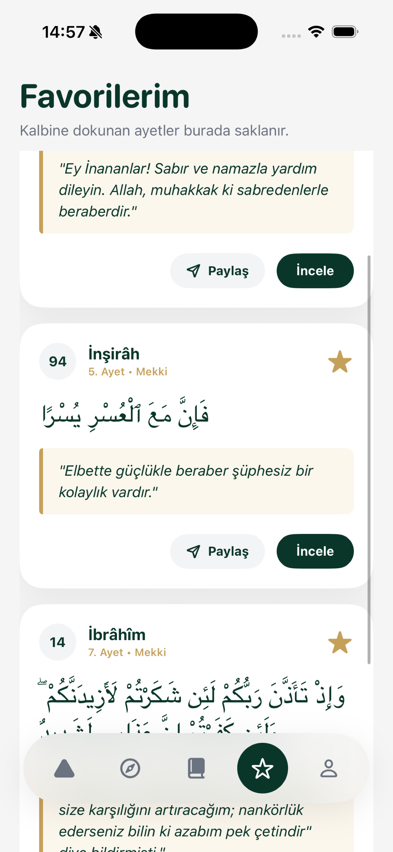 Ayra Favoriler Ekranı